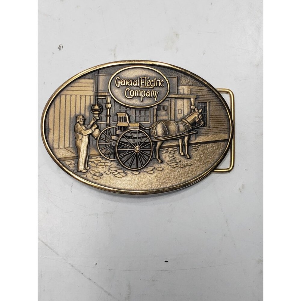 General Electric Ge Company Turn Of The Century Lamplighter Jostens Belt Buckle